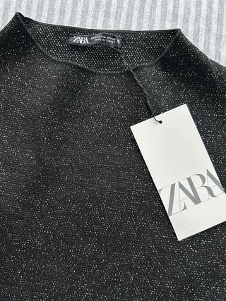 Vestido Zara negro punto brillante 