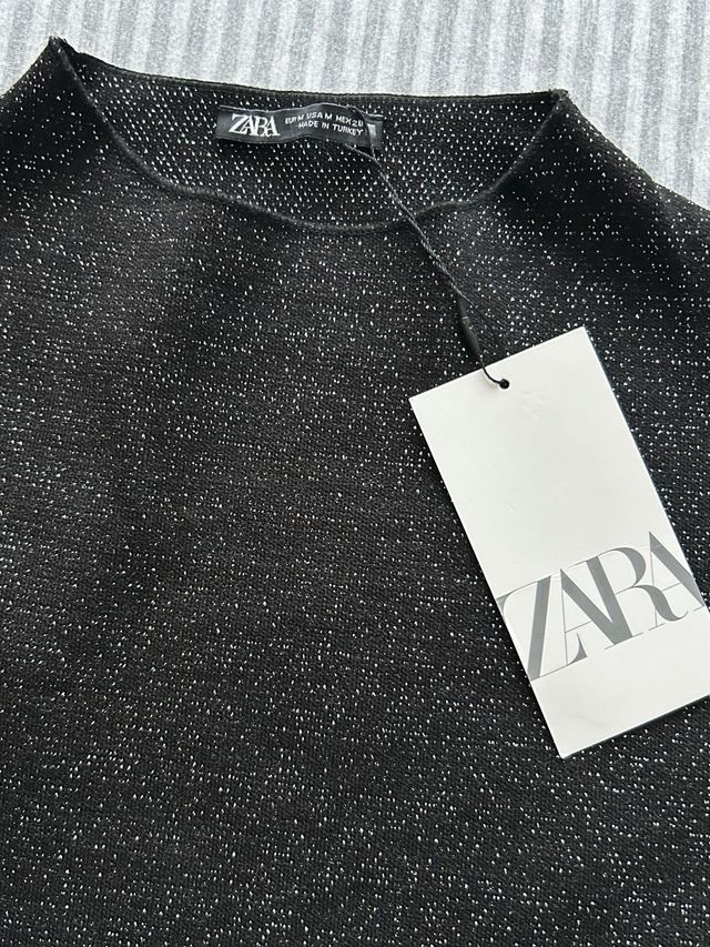 Vestido Zara negro punto brillante