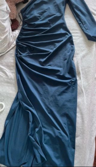 Vestido Zara verde/petróleo asimétrico