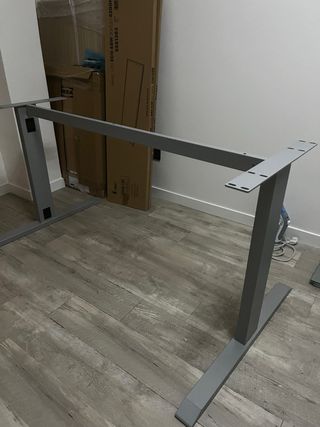Mesa ovalada oficina madera y metal