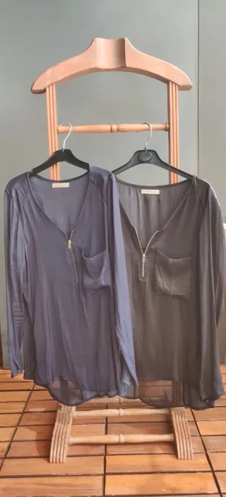 Camisa elegante Bershka, azul marino. Talla S