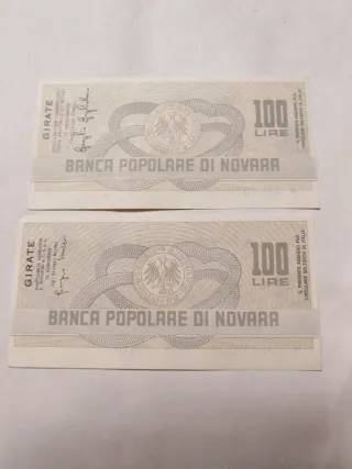 2 Miniassegni Banca Popolare di Novara