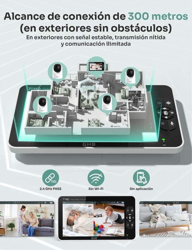 Vigilabebes cámara y pantalla de 7'' GHB  SM71