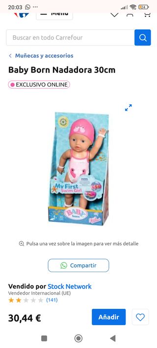 Muñeca Baby Born Nadadora 30 cm