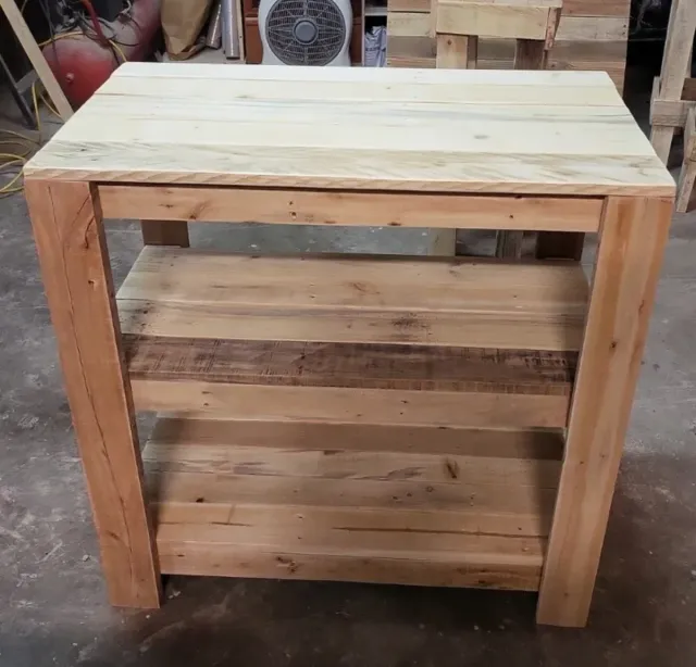 Consolle reception a 3 ripiani in stile rustico