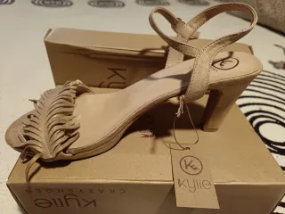 Sandalias Kylie mujer fiesta beige/dorado