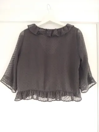 Blusa Zara Negra Volantes