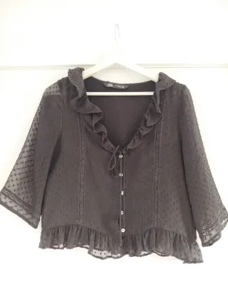 Blusa Zara Negra Volantes
