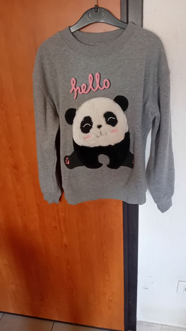 Felpa grigia con applicazione panda