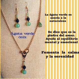 Conjunto collar y pendientes piedra natural