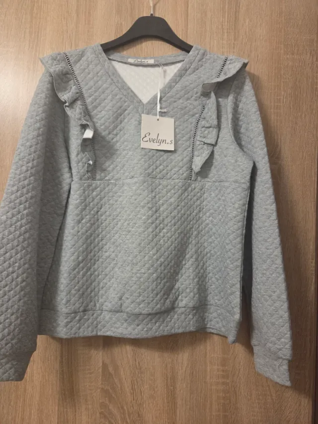 Felpa Evelyn.s grigia con rouches