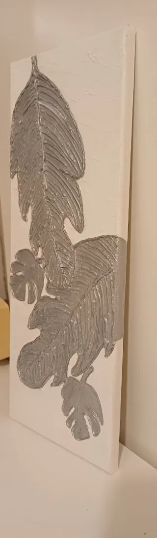 Cuadro Decorativo Hojas Plateadas