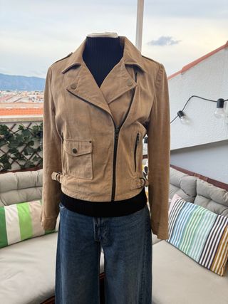 Chaqueta de ante beige 