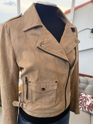 Chaqueta de ante beige 