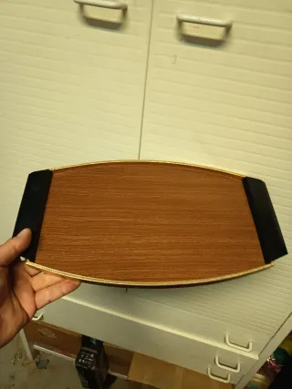 Vassoio Legno e Metallo Dorato