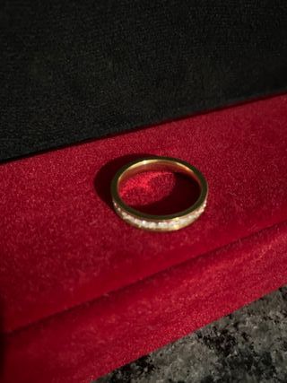 Anillo fila circonitas oro laminado 18k talla 9