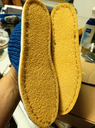 Pantofole lana blu fatte a mano