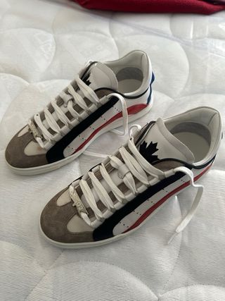 Scarpe Dsquared2 Uomo Pelle Bianco Rosso Nero