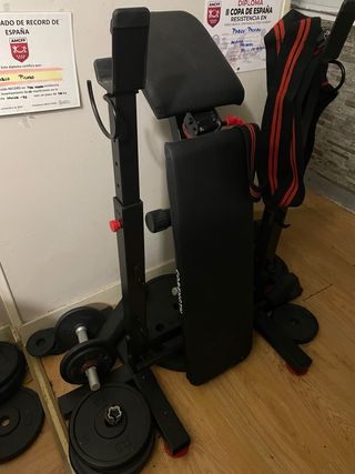 Banco de gimnasio más mancuernas 