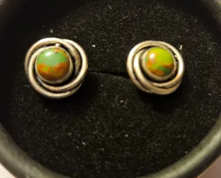 Pendientes Plata Vintage jaspe Verde