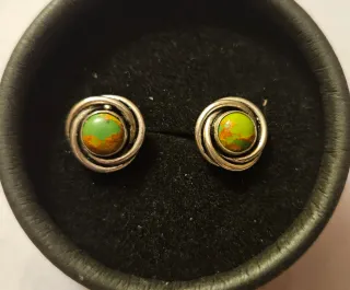Pendientes Plata Vintage jaspe Verde