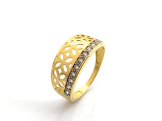 anillo oro 18k con piedra con circonita t. 21 (19,42 mm)