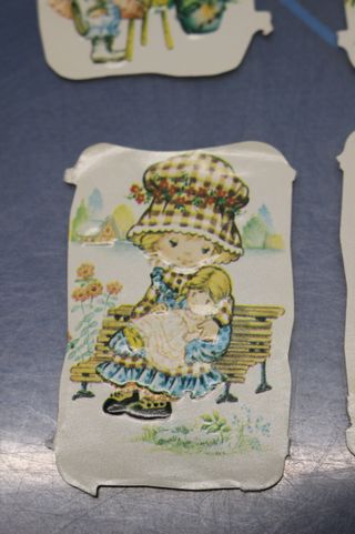 Antiguos cromos Sarah Kay troquelados y en relieve.