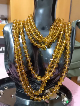 3 collane simil ambra vintage lunghe 120 cm