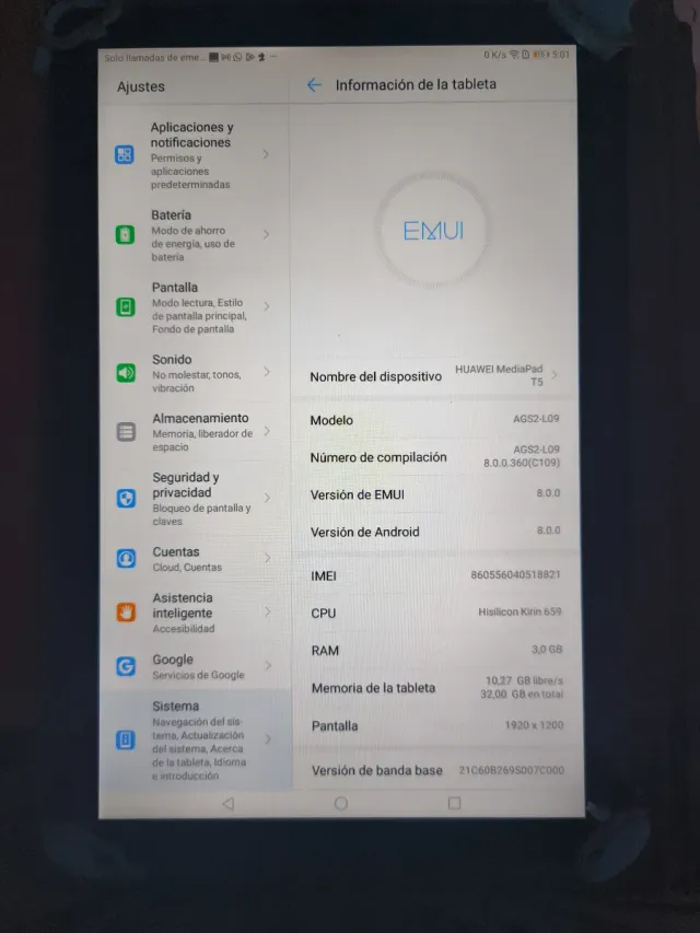 Huawei MediaPad T5 Negro