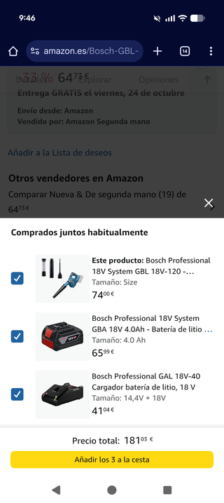 Soplador De Aire Bosch 18V GBL 18V-120