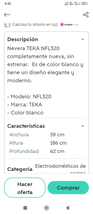 Nevera Combi Teka NFL320 Blanca