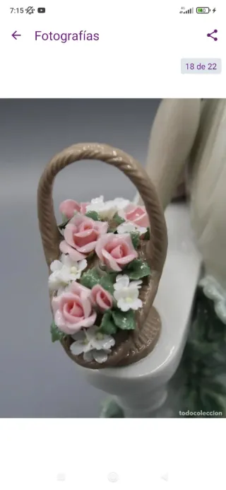 Figura Lladro Dama Reflexiva Flores
