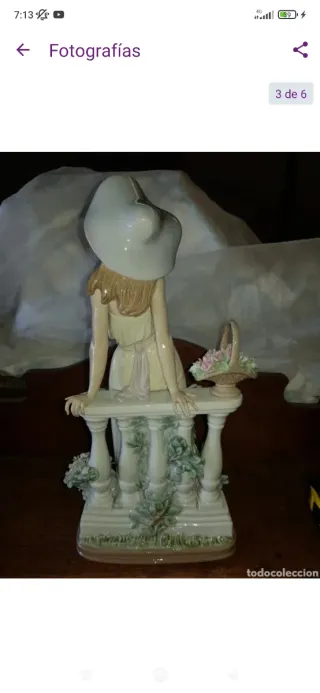 Figura Lladro Dama Reflexiva Flores