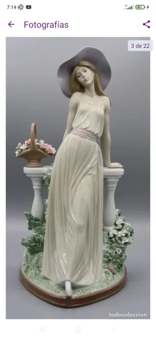 Figura Lladro Dama Reflexiva Flores