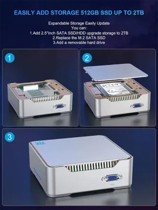 Mini PC N100 3.4Ghz 8GB RAM 128GB SSD+128Gb m2