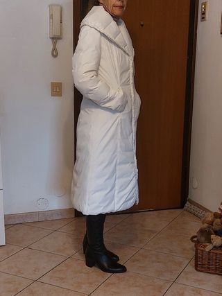 Piumone lungo donna bianco. Vera piuma