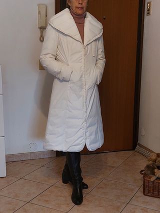 Piumone lungo donna bianco. Vera piuma