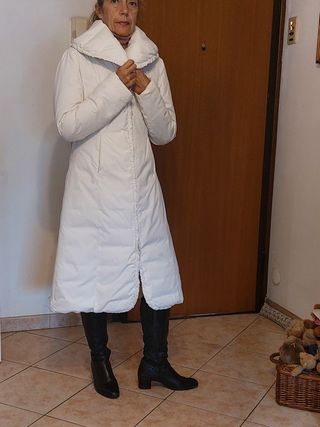 Piumone lungo donna bianco. Vera piuma