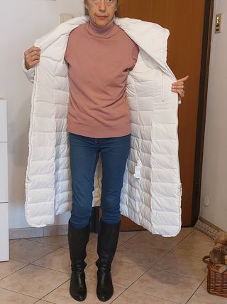Piumone lungo donna bianco. Vera piuma