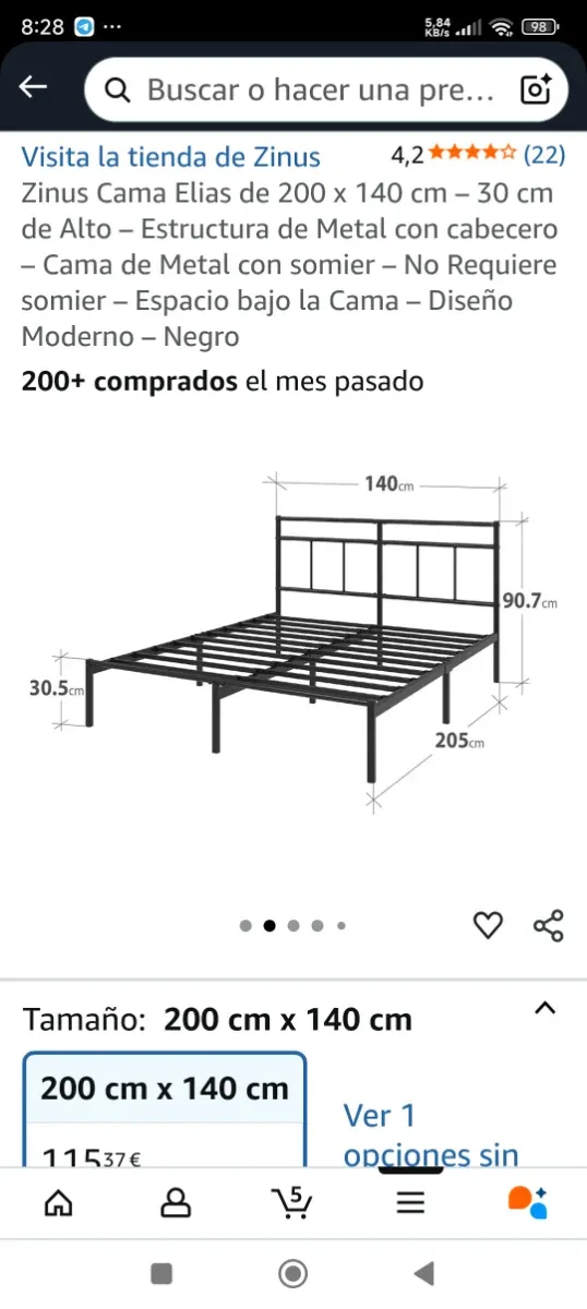 Estructura de cama moderna negra