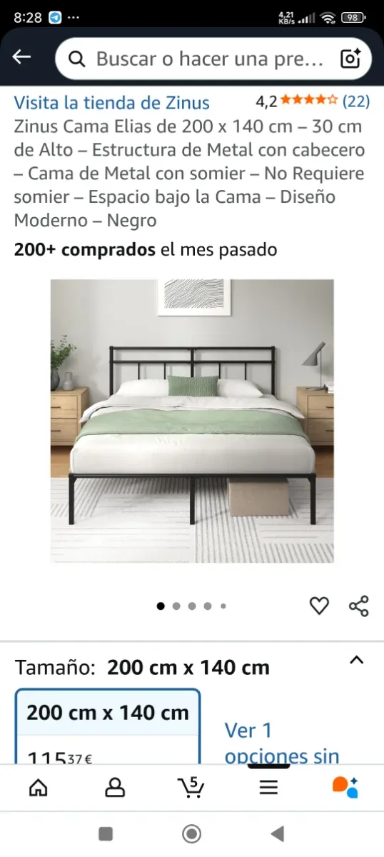 Estructura de cama moderna negra