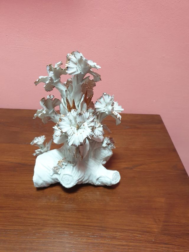 Capodimonte Fioriera Ceramica Oro