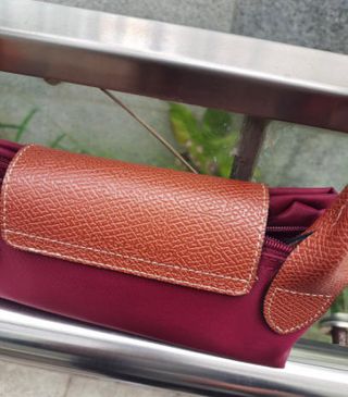Bolso Longchamp Mediano Rojo y Marrón