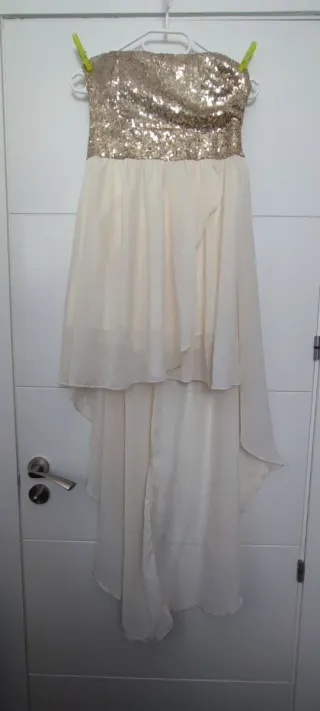 Vestido Beige y Dorado Lentejuelas