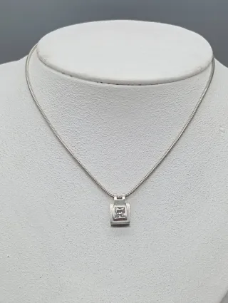 Collar Plata 925 Solitario Princesa
