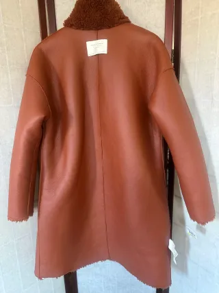 Abrigo teddy reversible ZARA teja otoño invierno