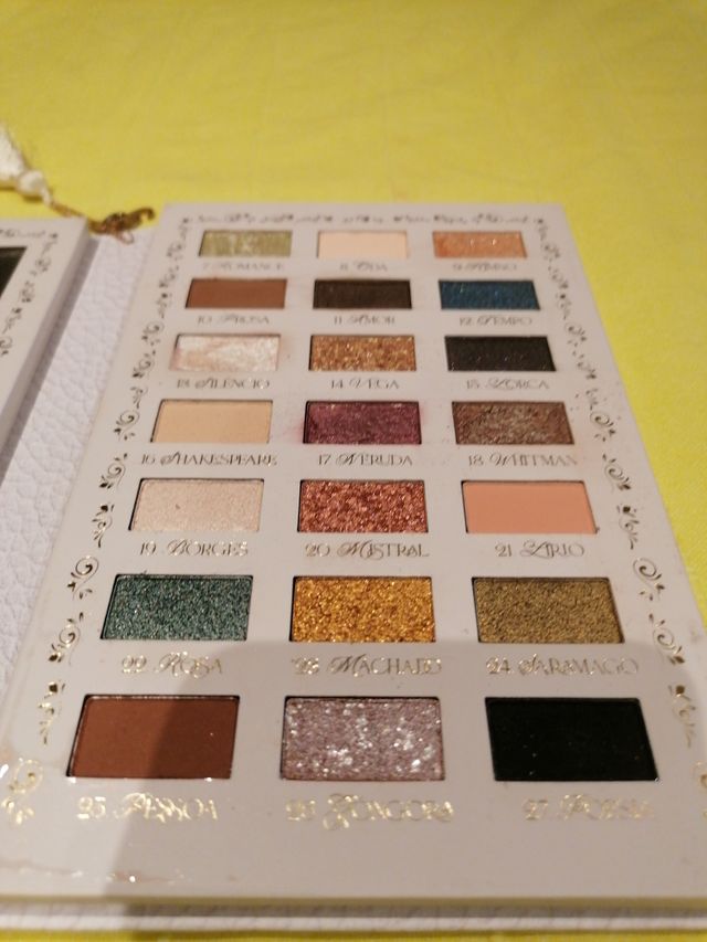 Paleta sombras ojos, iluminadores y coloretes