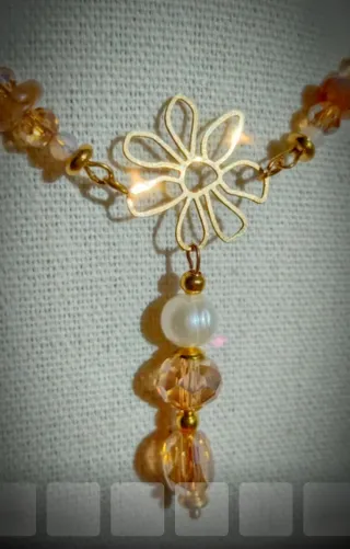 Collar Acero y Perla Natural, con cristal. 