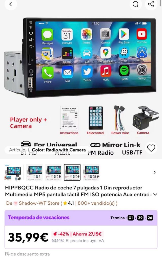 Pantalla Car Stereo con CarPlay