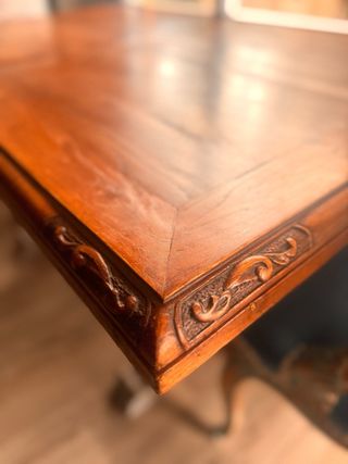 Antigua Mesa Comedor Renacentista de Castaño